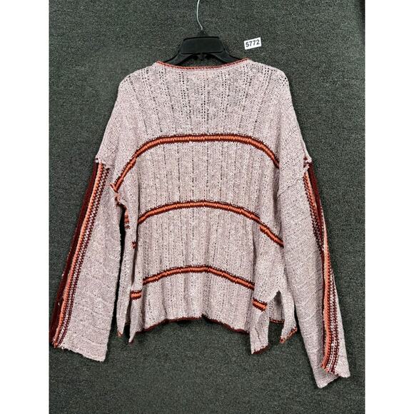 EASEL Los Angeles Coffee Date Slouchy Knit Sweater Womens Size M Pink Multicolor - Picture 2 of 7